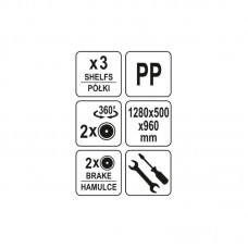 YG-09100 YATO GASTRO Carucior pentru servit, 3 raf..